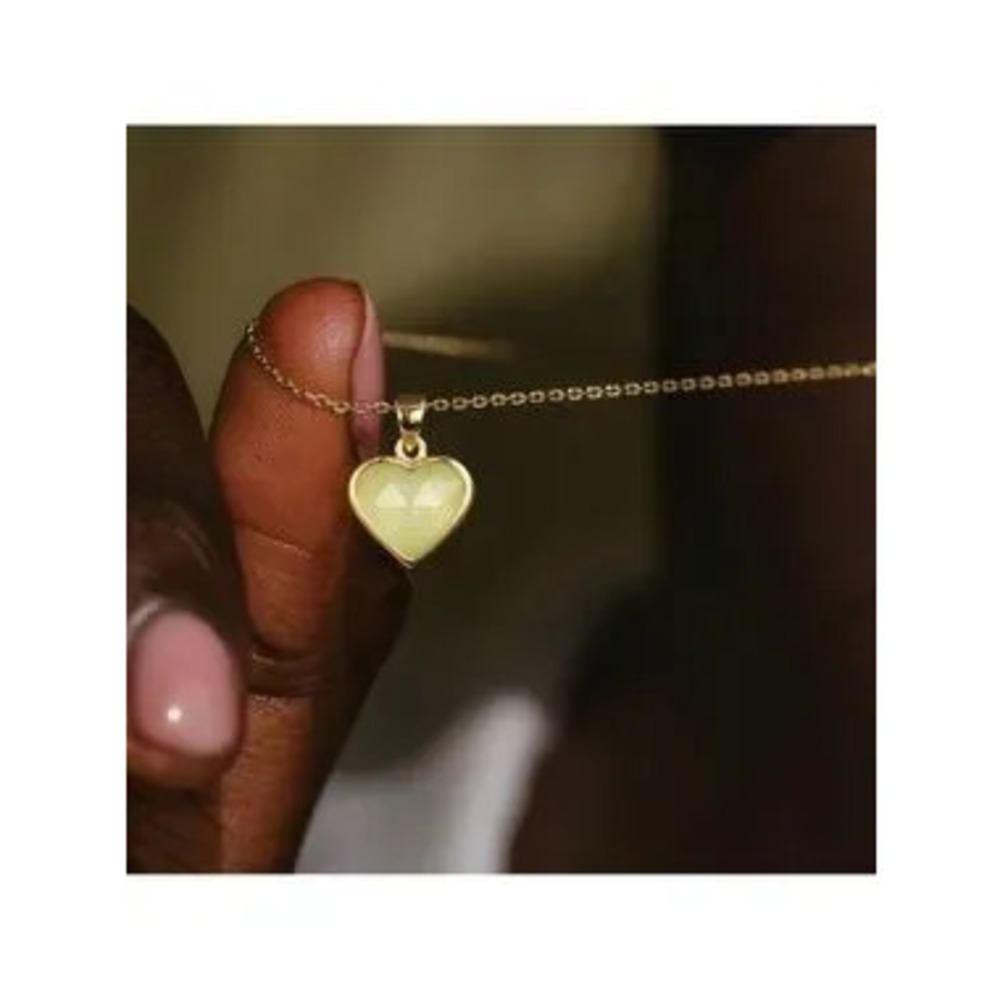 Gold 14k Gold Plated Aquamarine Heart Stone Necklace
